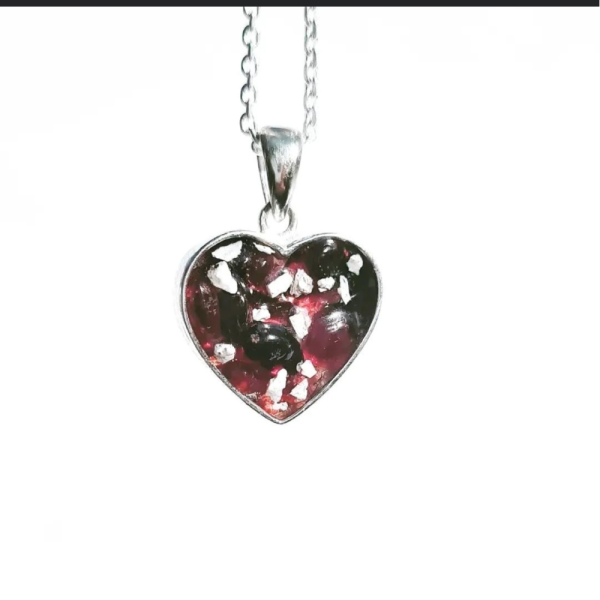 sterling silver love heart pendant red